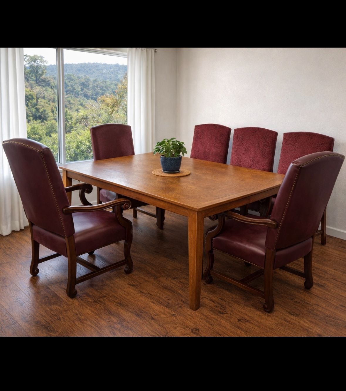 A Set of 6 Leather / Velvet And Solid Wood Chairs by Ralph Lauren Vintage