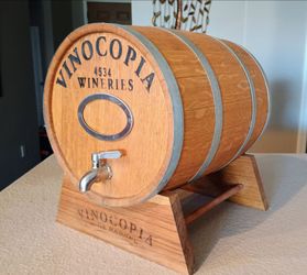 Vinocopia Wineries 4534 handcrafted wood long barrel, 13.5" long & 10.5" tall, 13 lb