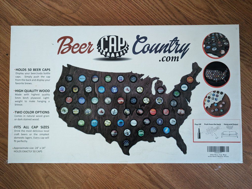 Free Beer Bottle Cap Wood Map 