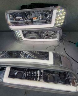 99-02 Silverado 00-06 Suburban Tahoe LED Headlights Luces Micas Calaveras Faros Faroles Focos Headlamps Chevy