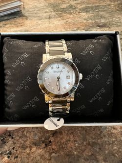 New Bulova White MOP Dial 2-Tone Ceramic/SS Women's Watch 