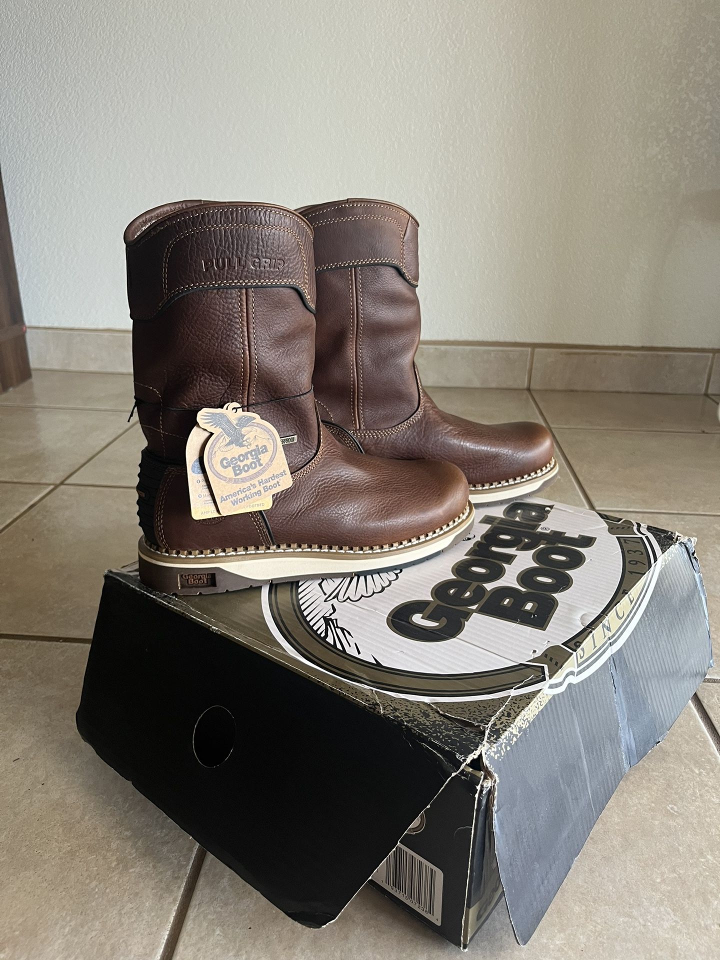 Men’s 10.5 Georgia Boot Amp LT Wedge Waterproof Pull On Work Boot