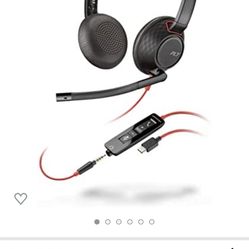 Poly - Blackwire 5220 USB-C Headset (Plantronics) - Wired, Dual Ear (Stereo) Computer Headset with Boom Mic - USB-C, 3.5 mm to connect to your PC, Mac