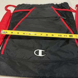 Champion Draw String Padded Bag Gym Bag New Free Shipping Black and red. New open box without retail packaging or tags. Bag has a really nice crisp lo