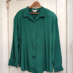 Vintage S.G. Sport Collection Women's Green Button Down Shirt Extra Large