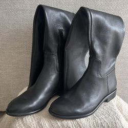 Vince Cody Over-the-Knee Black Leather Boots Zip Closure Sz 7