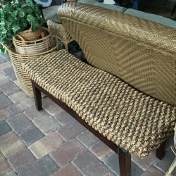 Wood Rattan Bench