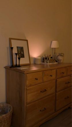 Oak Dresser with Brushed Bronze Hardware