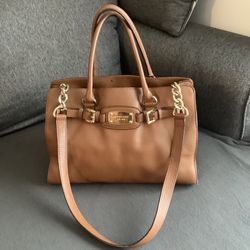 Michael Kors Large Leather Tote Crossbody Brown with Legs Preowned