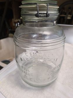 Crackle barrel glass jar