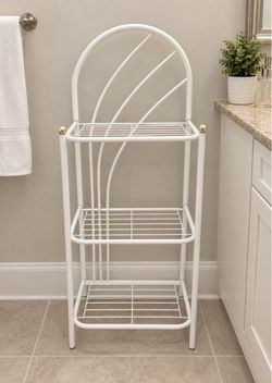 White Metal 3-Tier Wire Shelf Rack