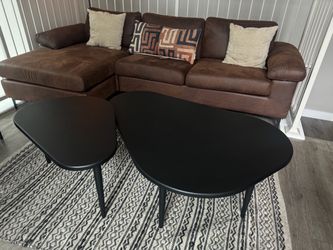 Black Organic Shape Coffee Table Set of 2