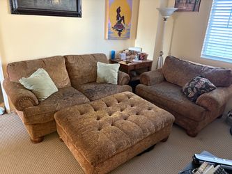3-Piece Paisley Furniture Set – Oversized Chair, Tufted Ottoman & Loveseat
