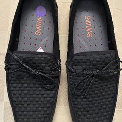 SWIMS Basket weave Black Slip on Loafer Size 14