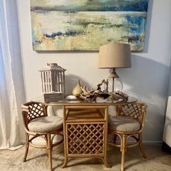 Vintage Rattan Dining Set – 3 Piece Set