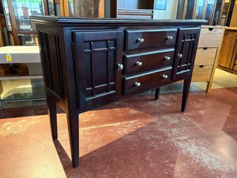 Sideboard in Rich Dark Tobacco Brown with Silver Hardware