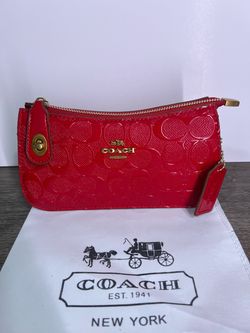 Coach Red Patent Leather Signature Wristlet