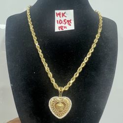 14K Yellow Gold Chain and Pendant For Wedding 10.5Gr 18 Inches Long 
