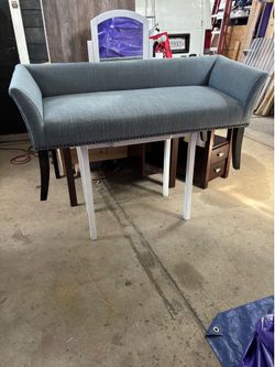 Gray/blue Upholstered used Bench
