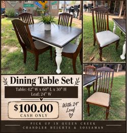 Farmhouse Dining Table Set with 4 Chairs