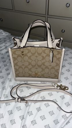 Coach Light Khaki Chalk Dempsey Canvas Tote Bag