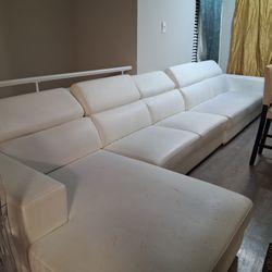 Marthena 3-piece White Leather Sectional Sofa