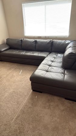 Grey Leather Sectional