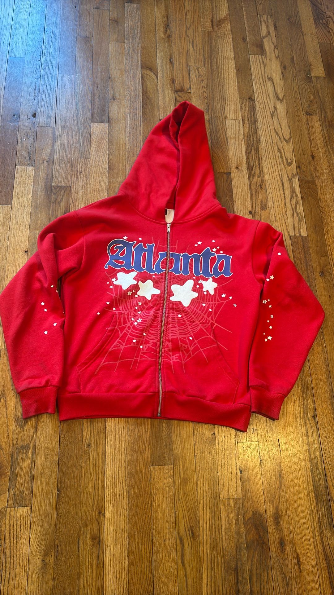 Sp5der Atlanta Zip Up Hoodie (Red) Size M
