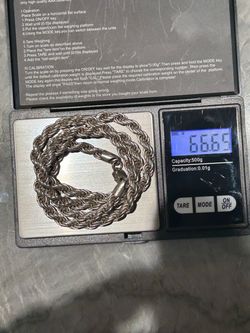6.5 mm silver rope chain 24 inches