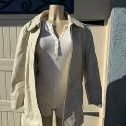 cream genuine leather jacket 