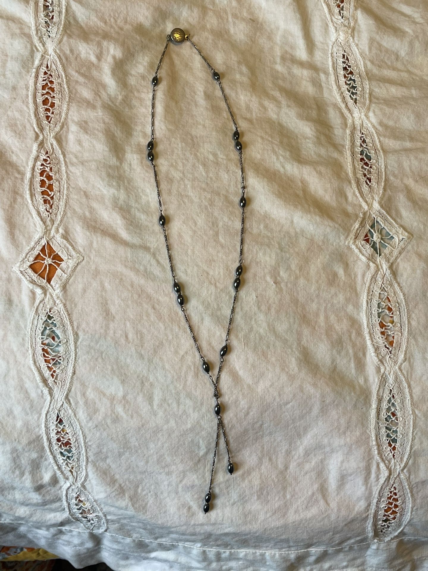 Beautiful Antique Sterling Silver And Hematite Necklace