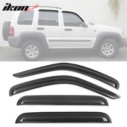 Fits 2002-2007 Jeep Liberty KJ 4PCS Window Visors Rain Sun Guard Deflectors Tape-On