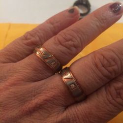 Two-toned wedding ring set - sizes 7 & 8