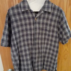 Boys Black/White Plaid S/S Shirt Size 16-18