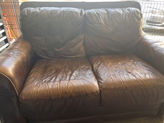 Set Of Brown Leather Couches
