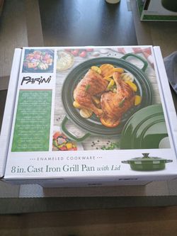 8 inch cast iron grill pan with lid