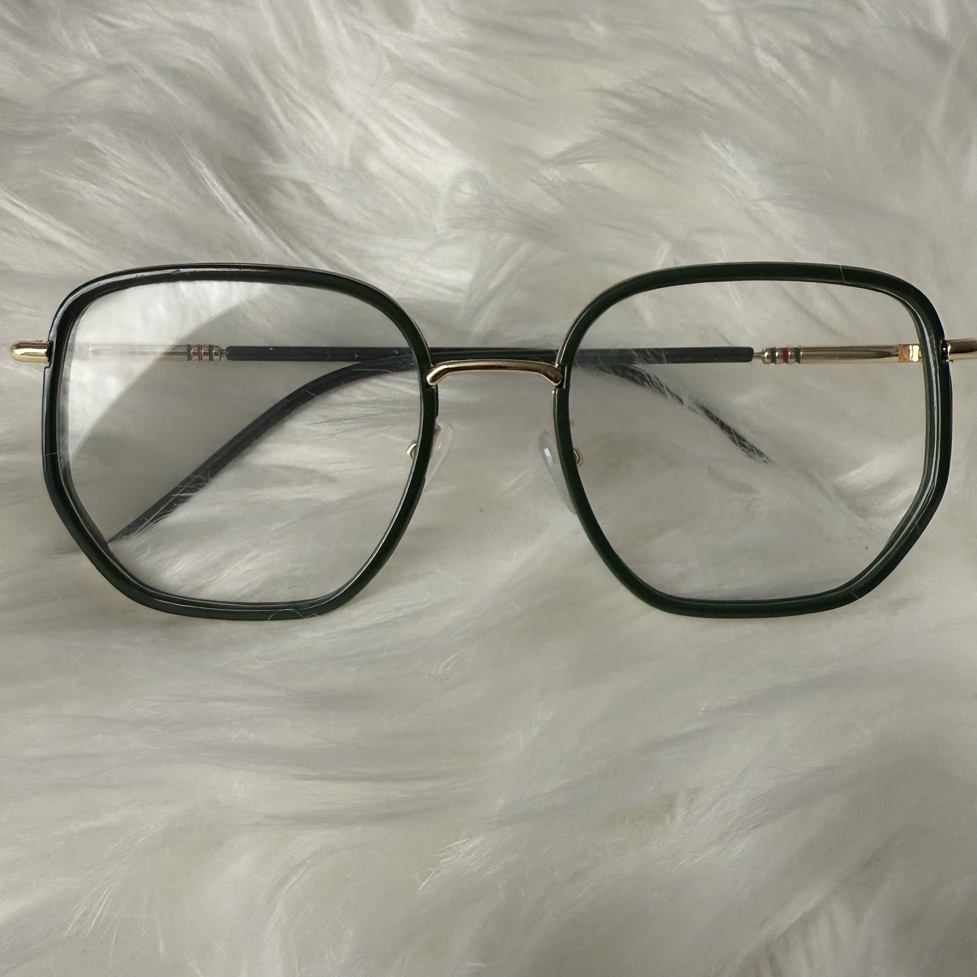 Women's Square Acetate Glasses with a green frame