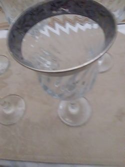 Vintage Elegant Stem Glassware absolutely beautiful designs with metallic look glass rims