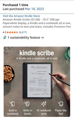 Kindle Scribe 1st Generation - 32GB / Premium Pen / Case Included