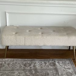 Beige bench with gold legs