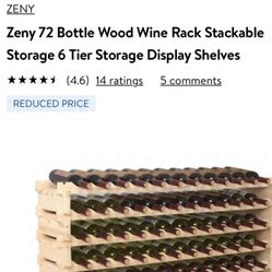 72 Bottle Wood Wine Rack Stackable Storage Display Shelved
