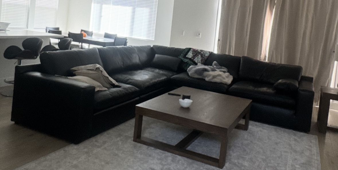 Emilia Black Leather Modular Sectional (Brand new, 3 Weeks Old)