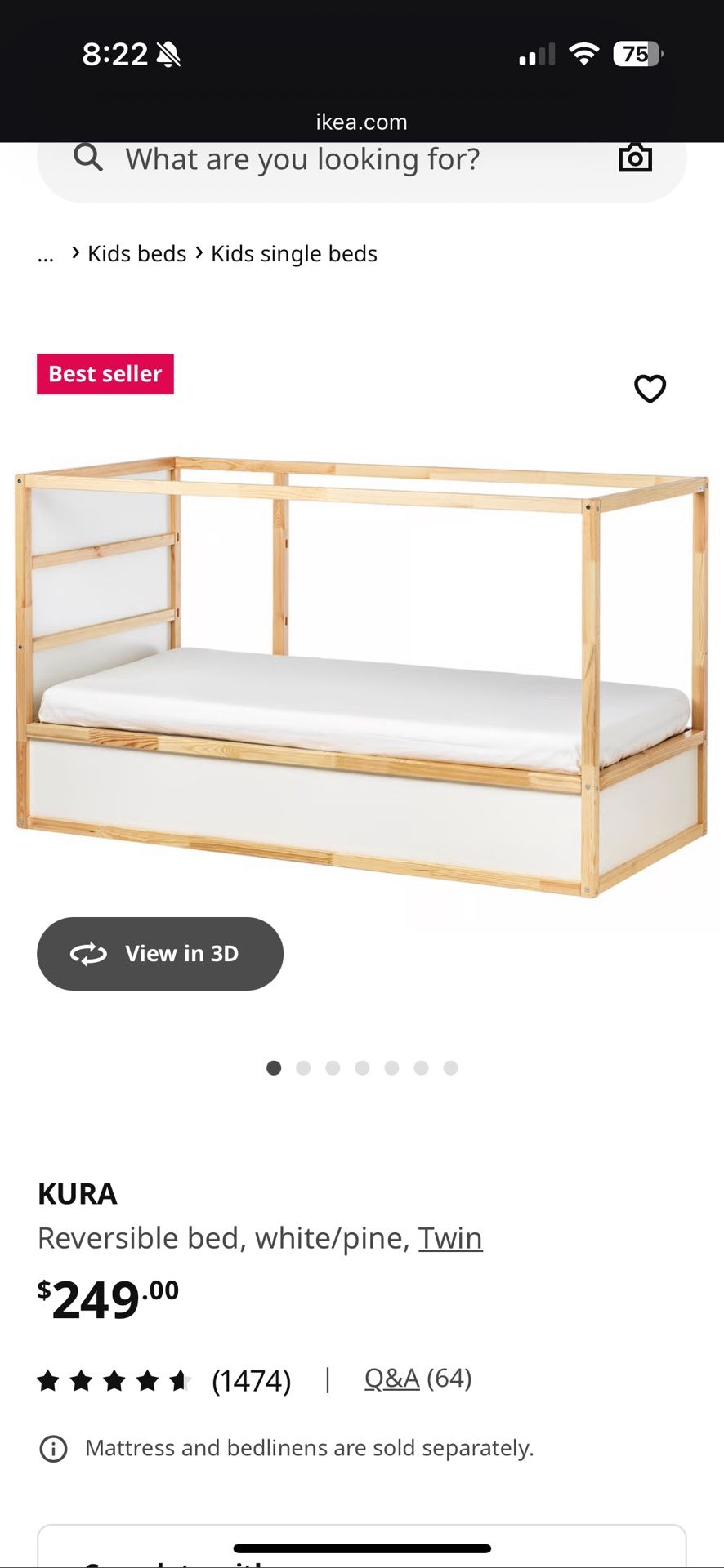 IKEA kura Bunk Bed+ Zinus 6” Non-Toxic Twin Mattress