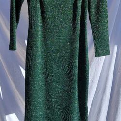 Green Sparkle Midi Dress – Size Large (Worn Once)