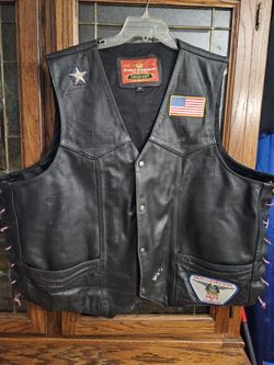 Leather Biker Vest With Conceal Carry Pockets!!