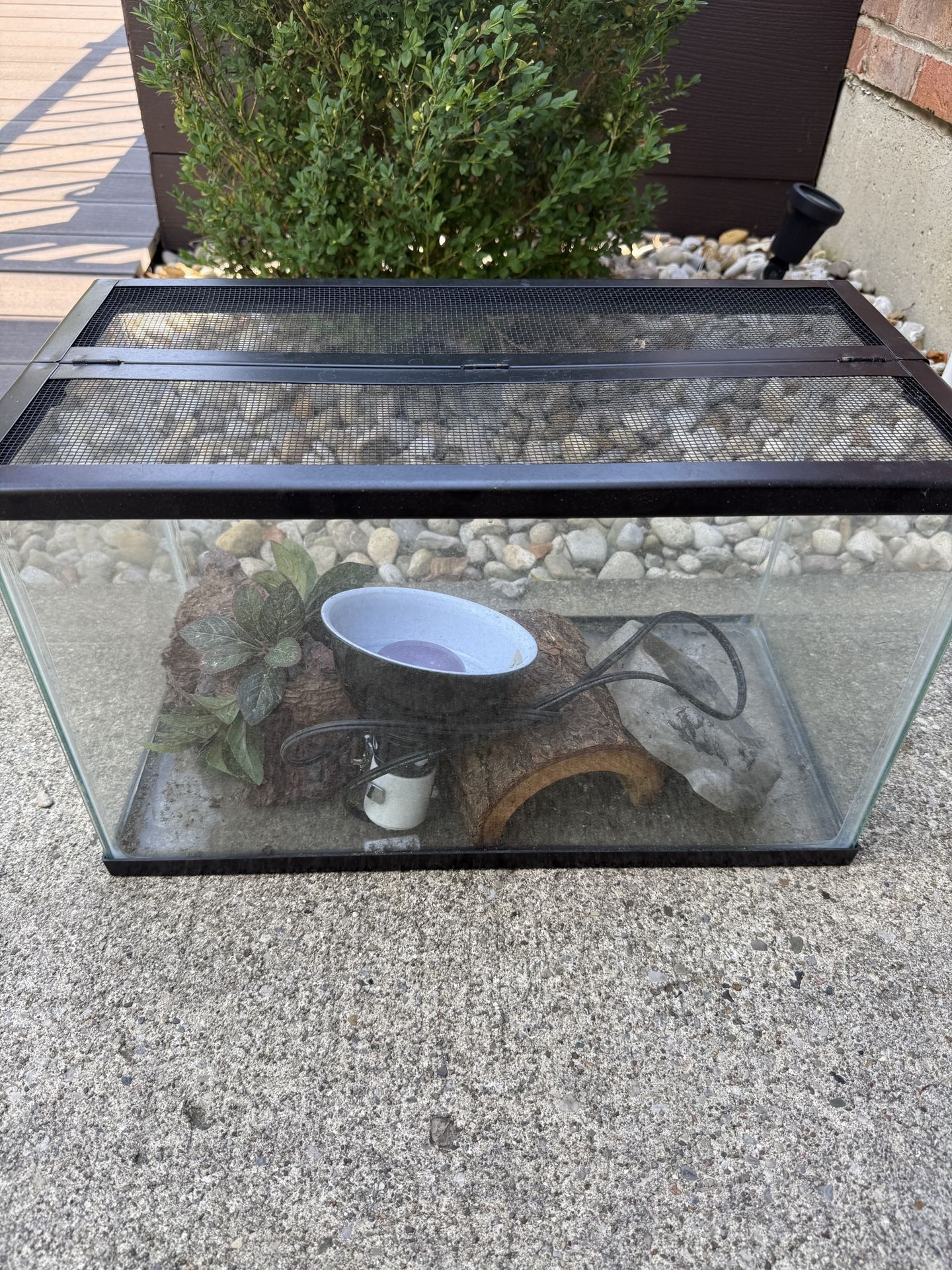 10 Gallon Aquarium with Lid, Warming Light, Decorations, etc!  