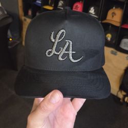 LA- Suede Black Snapback Hat