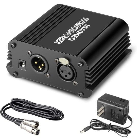1Channel 48V Phantom Power Supply with Adapter Bonus+Xlr 3 Pin Microphone Cable