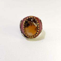 Natural Arabian Gemstone Ring With Silver Frame 925 Size 8 USA