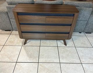 6 Drawer Dresser / Chest, Walnut Fluted